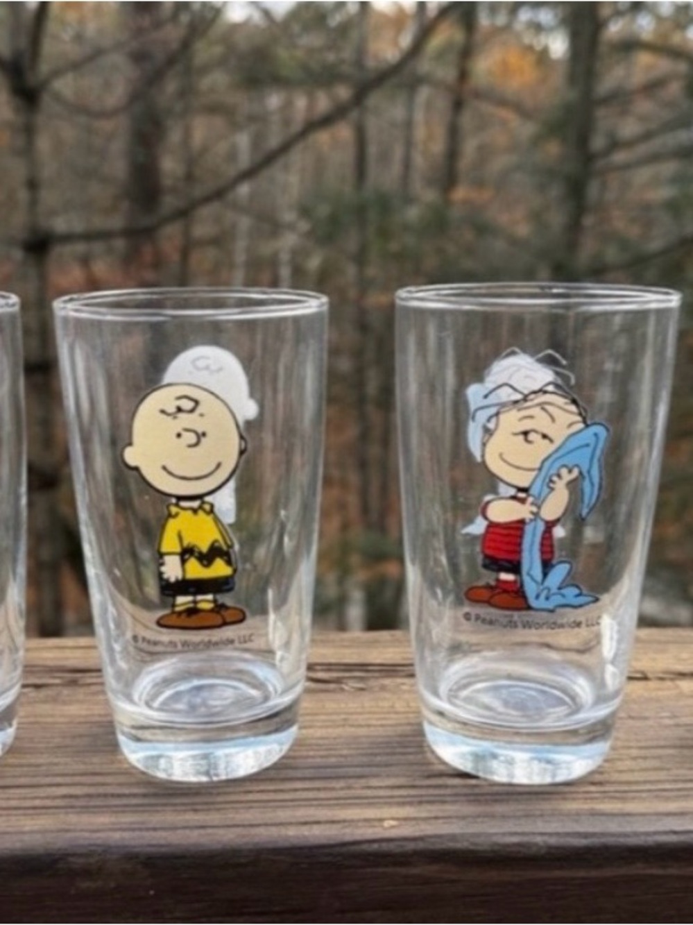 Peanuts Glass Set with Blue, Yellow, Red, Black Artwork
